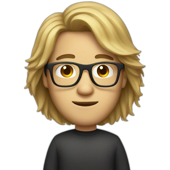 Guy with long hair and square glasses emoji