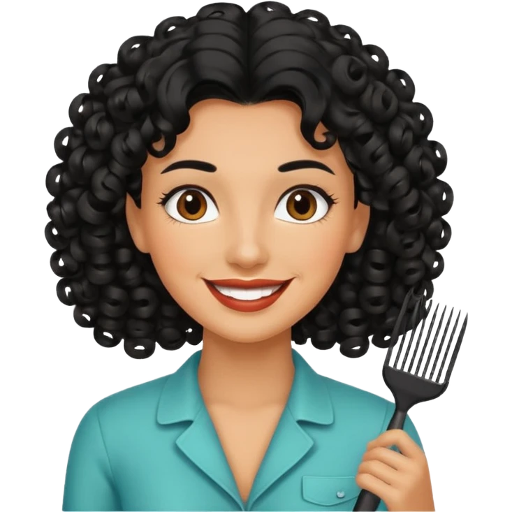 woman black hair hairdresser curls emoji