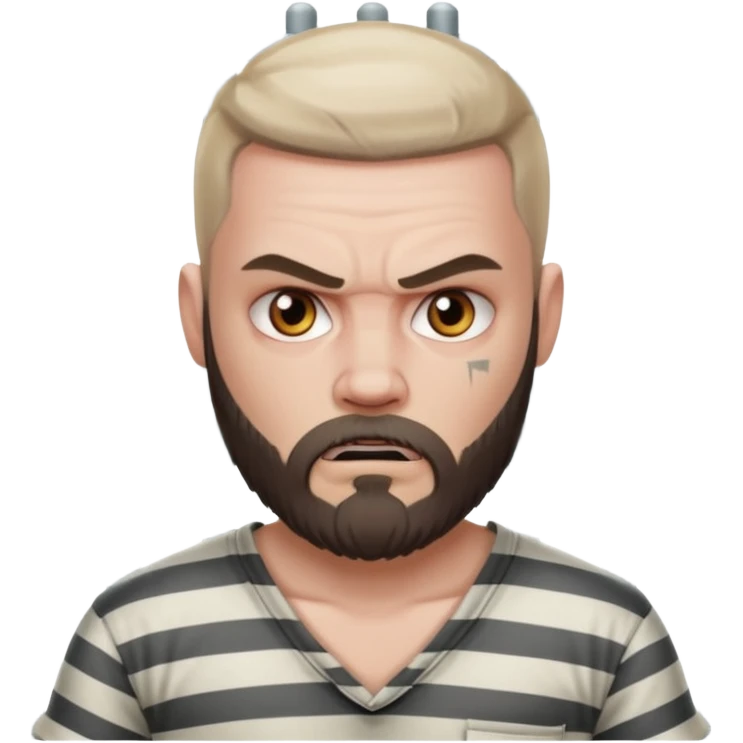 angry tattooed bearded white boy male prisoner with prison cell bg emoji