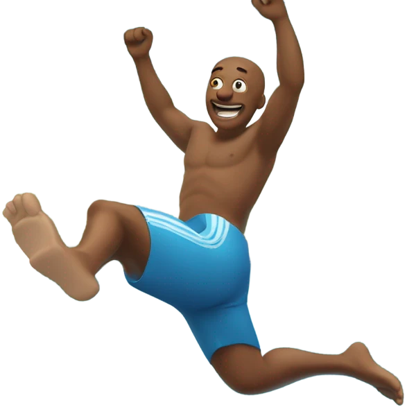An emoji of a fair-skinned man happily diving headfirst into a pool. emoji