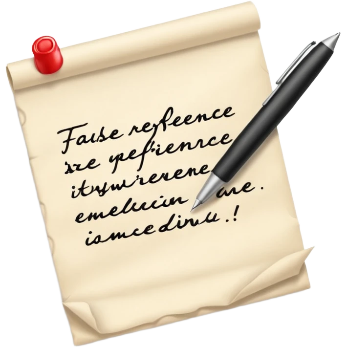 a hand writing 'false reference on a piece of pape emoji