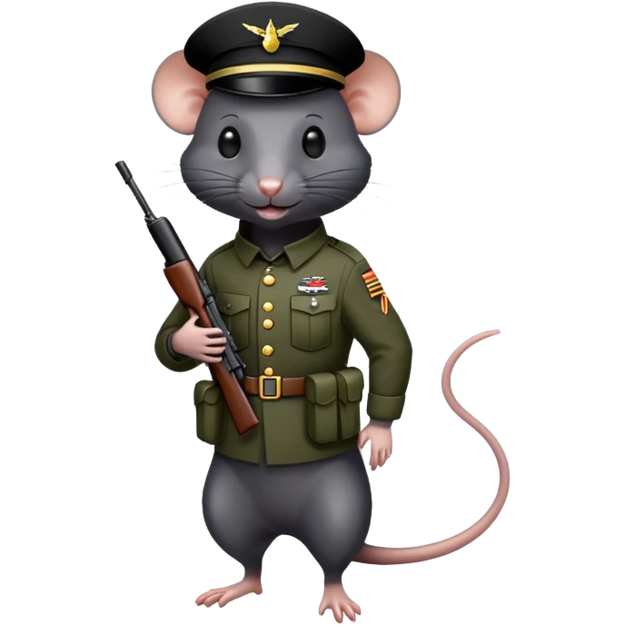 Black rat as american soldier in black  emoji