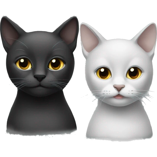 2 cats, 1 grey and 1 black emoji
