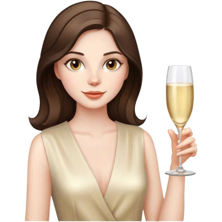 beautiful pale brunette girl with a glass of champagne  emoji