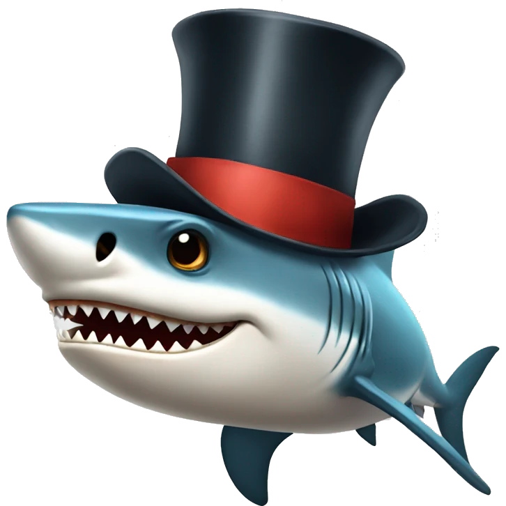 Shark with a top hat emoji
