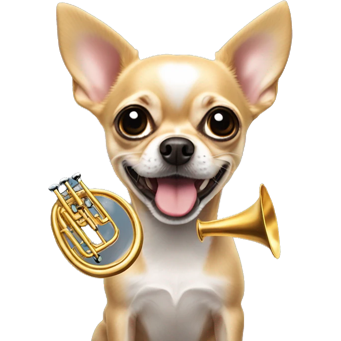 chihuahua qui joue de la trompette emoji