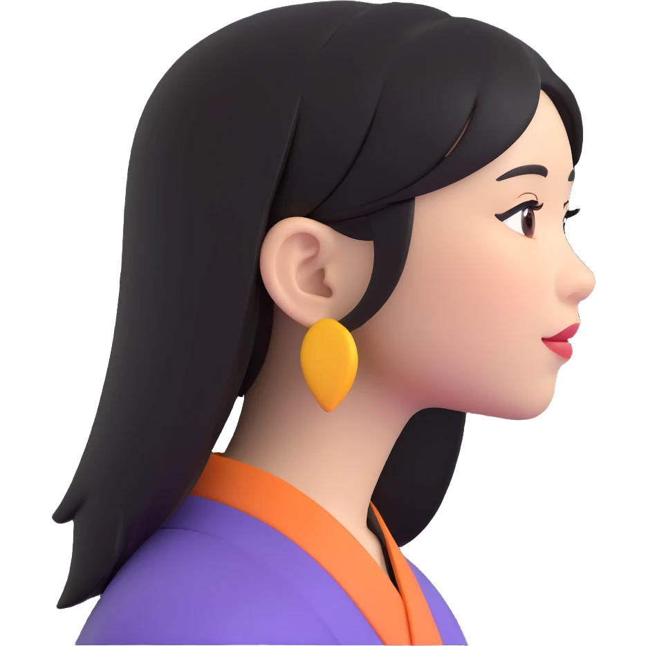 asian girl profile left side talking emoji