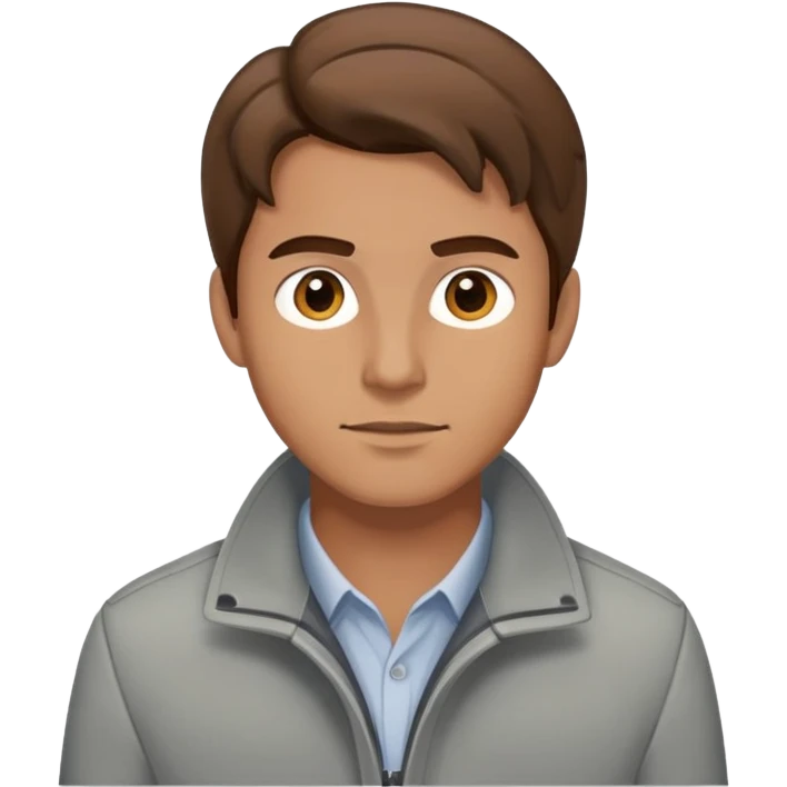 Guy with brown hair and grey jacket emoji