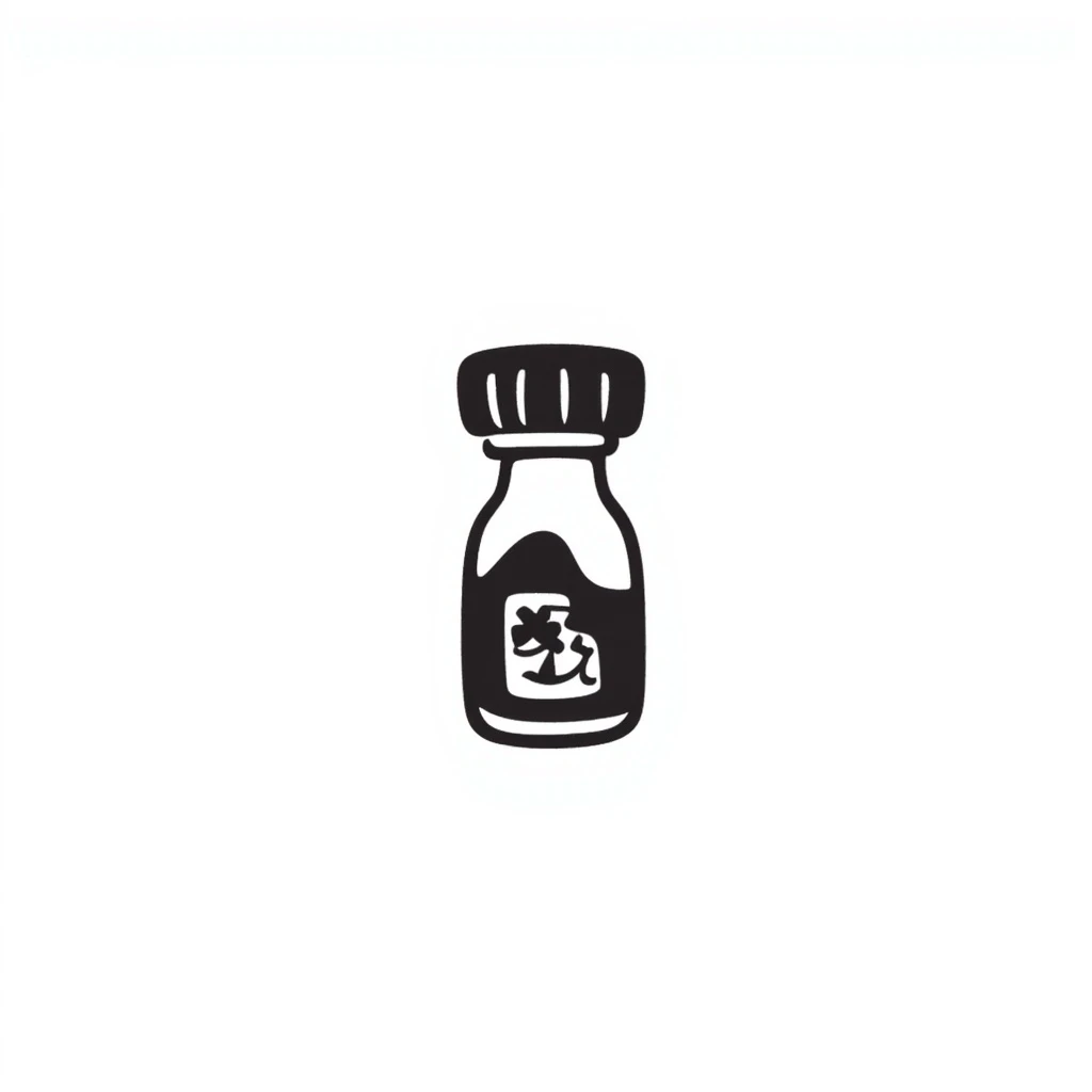 A medicine bottle emoji in black doodle style. emoji