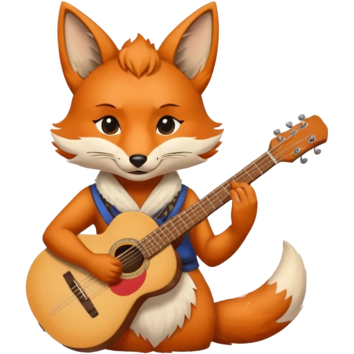 Kitsune with a nose ring playing a guitar emoji