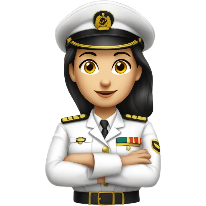German Ship Captain Woman white Uniform dark hair emoji