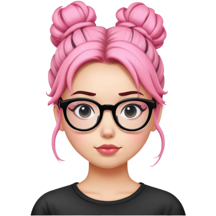 Pink messy bun girl with black glasses emoji