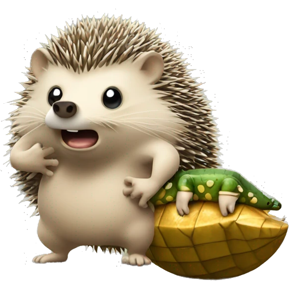 Hedgehog boxing a crocodile  emoji