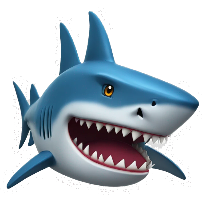 A blue colour Shark with a queen crown looking furious  emoji