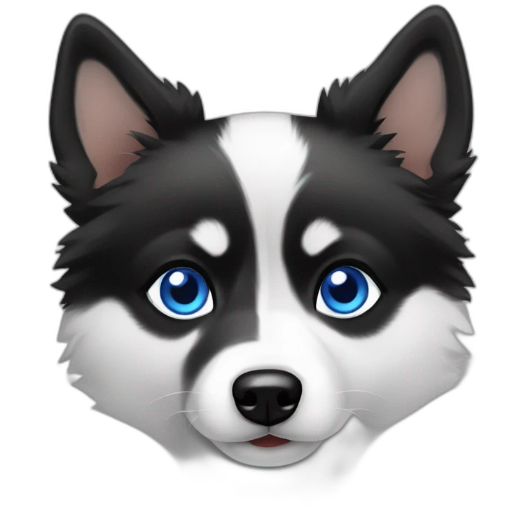 Pomsky black & whire blue eyes emoji