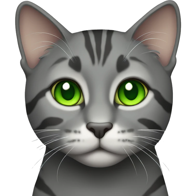 Dark Gray Tabby Cat with Green Eyes emoji