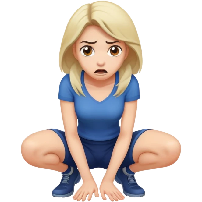 frightened woman crouching emoji
