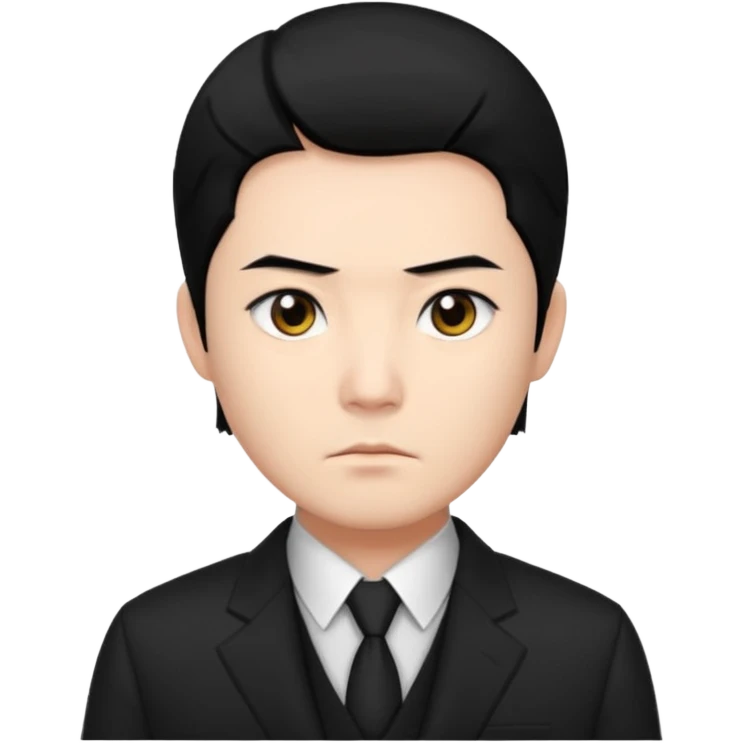 Chinese man with an intense, cold gaze, straight black hair, dark eyes, wearing a designer black suit emoji