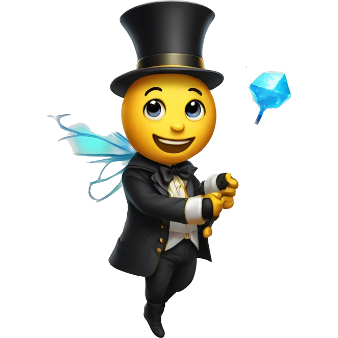 a magician bee with a magic wand emoji