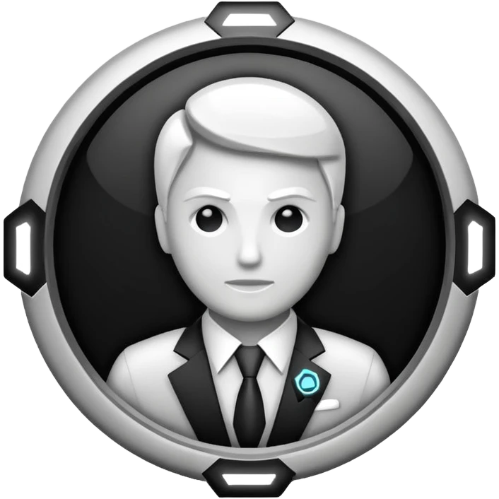 Administrator black white glowing logo icon transparent background emoji