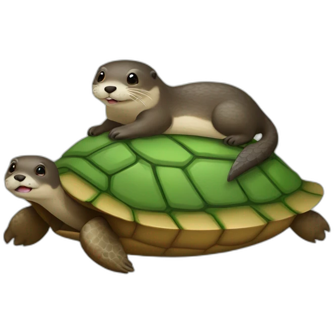 Une loutre sur une tortue emoji