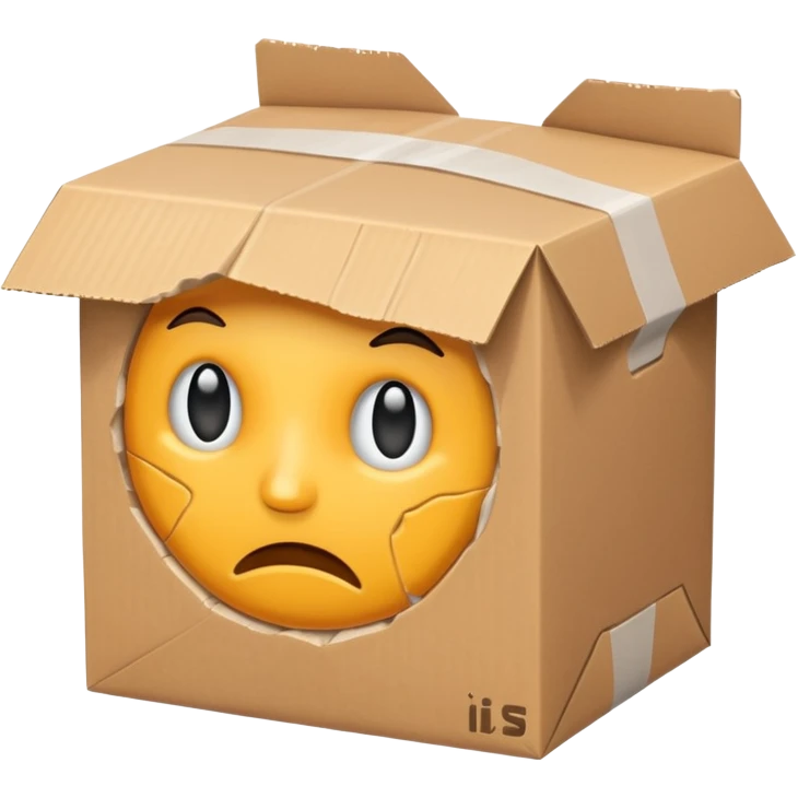 Generate a realistic emoji-style icon of the a package which is empty and air is coming out of it. it seems like the package is not well packed emoji