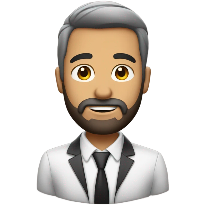 homem moreno, de terno, barba emoji