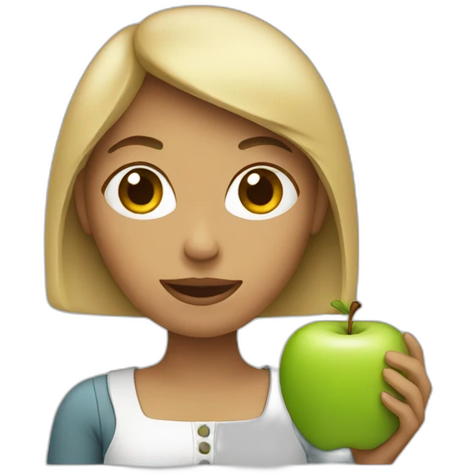 woman holding an apple emoji