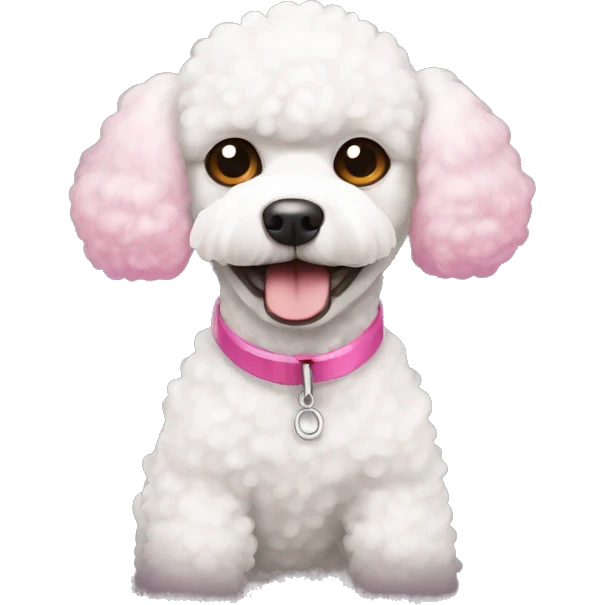 White toy poodle with pink nose emoji
