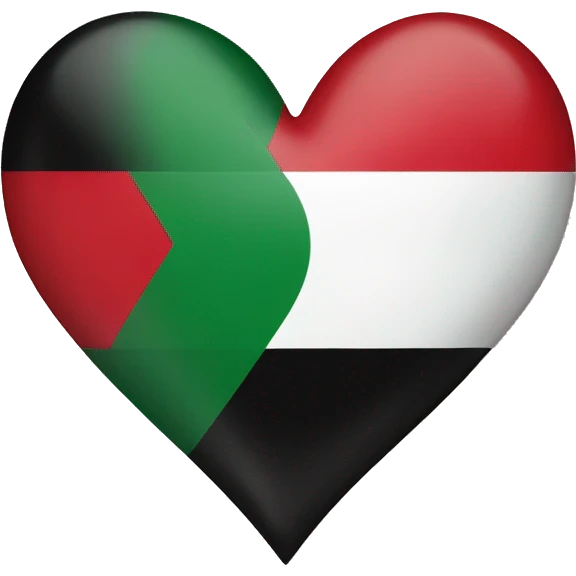 Colours of th palestinian flag on heart emoji