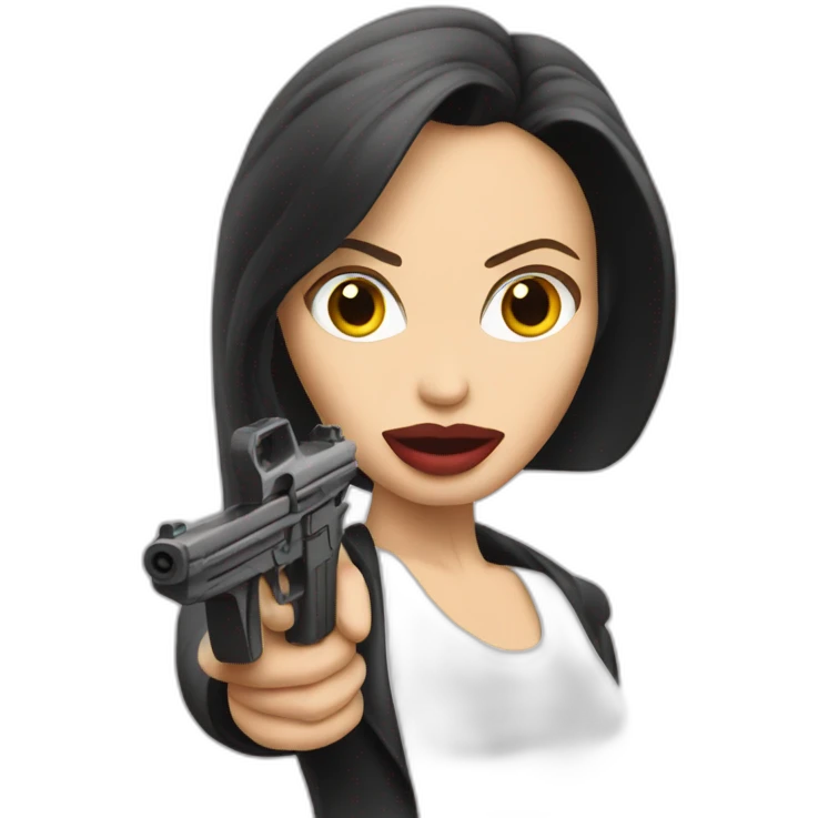 Angelina jolie with gun emoji