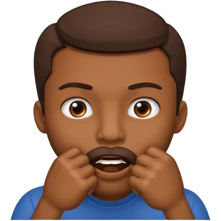 man putting his both fist on his mouth emoji