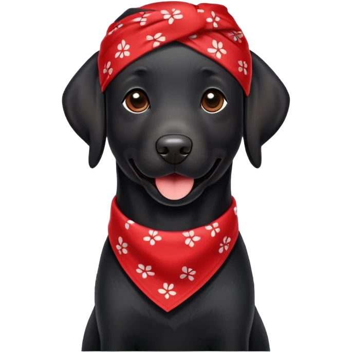 Black lab dog wearing red bandana emoji