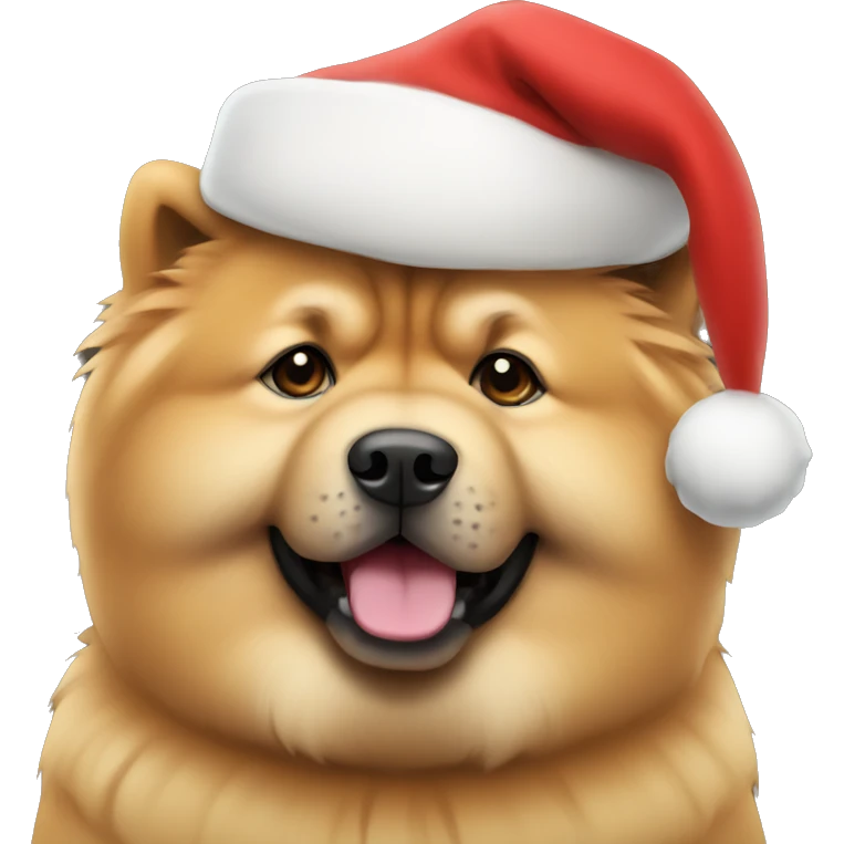 Chow chow wearing a Santa hat emoji
