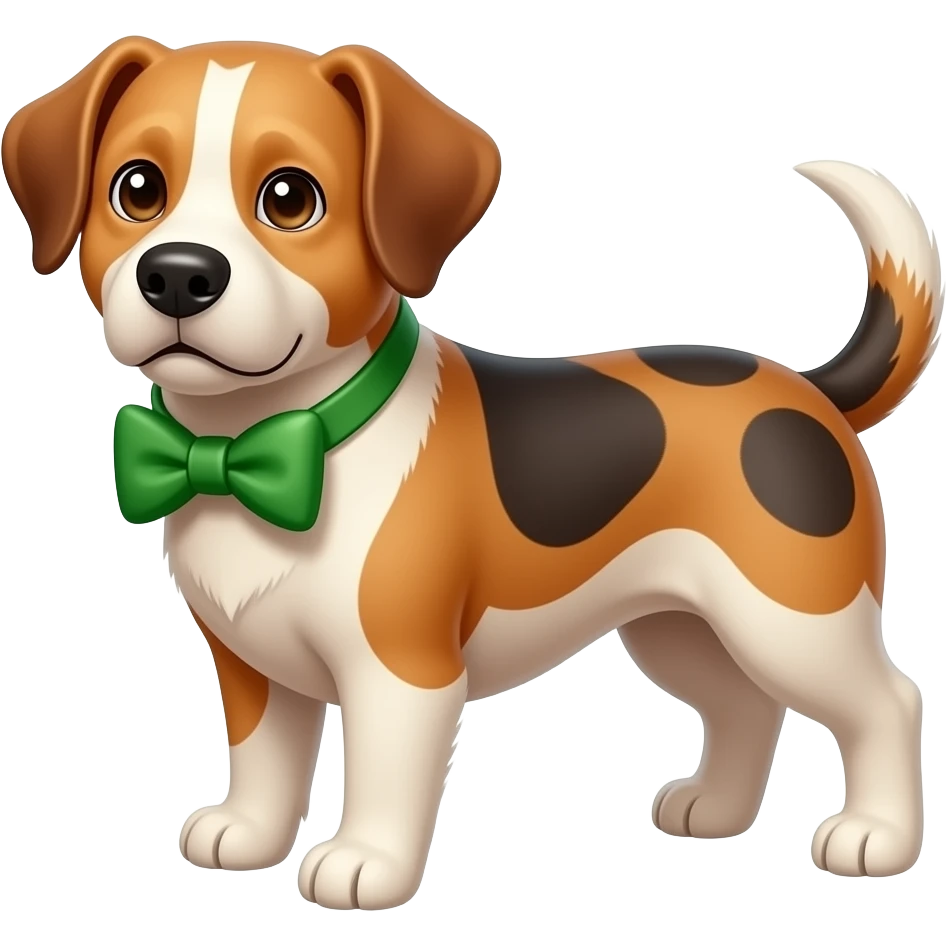 a dog wear green bow tie emoji