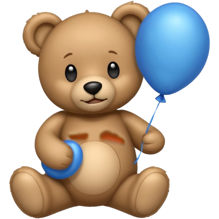 Emoji teddy set down with a baloon bleue emoji