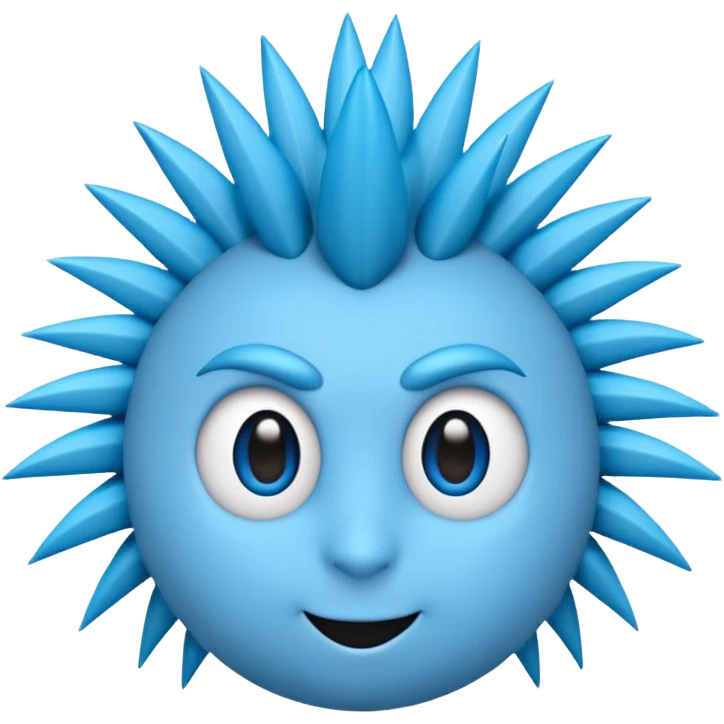 blue emoji face with sharp quill hair spikes and big white eyes, 3D emoji style, 1:1
 emoji