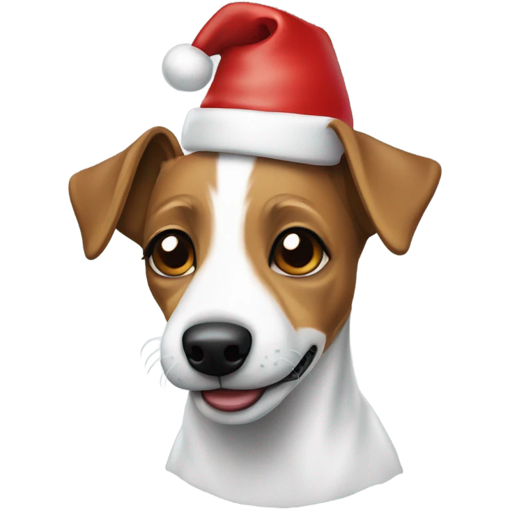 Jack Russel terrier wearing Santa hat emoji