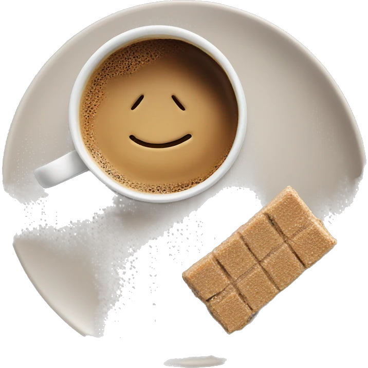 Top view coffee and protein bar on a small plate  emoji