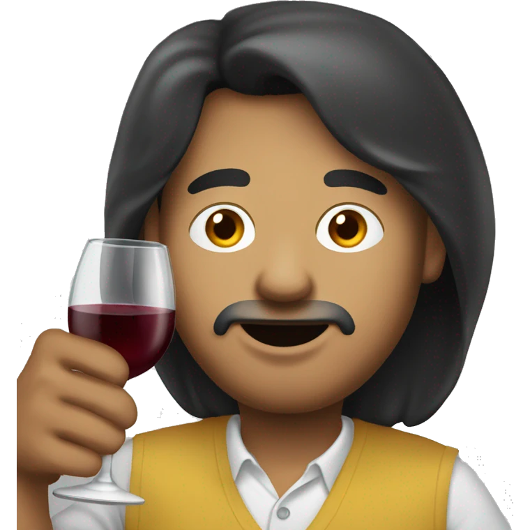 White guy dark hair drinking wine eating egg roll emoji