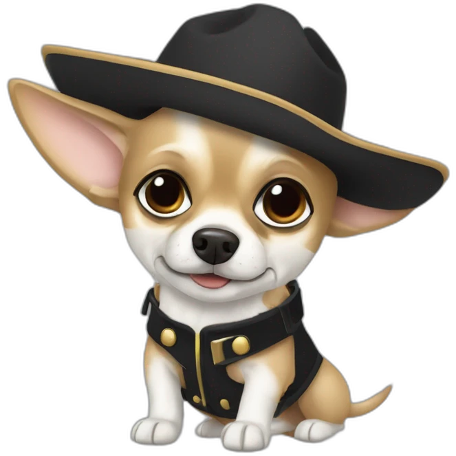 Chihuahua blanc poilu à tache noire  emoji
