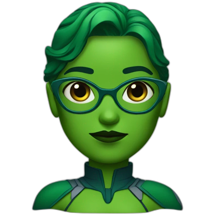 Martian Manhunter girl with glasses green skin emoji