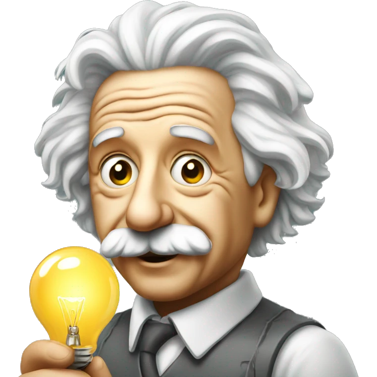 Einstein holding a bulb emoji