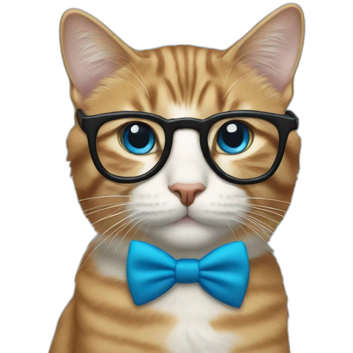 cat with blue bow tie and glasses emoji