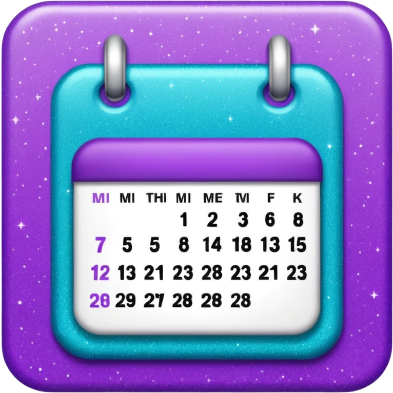 glitter purple and cian calendar emoji