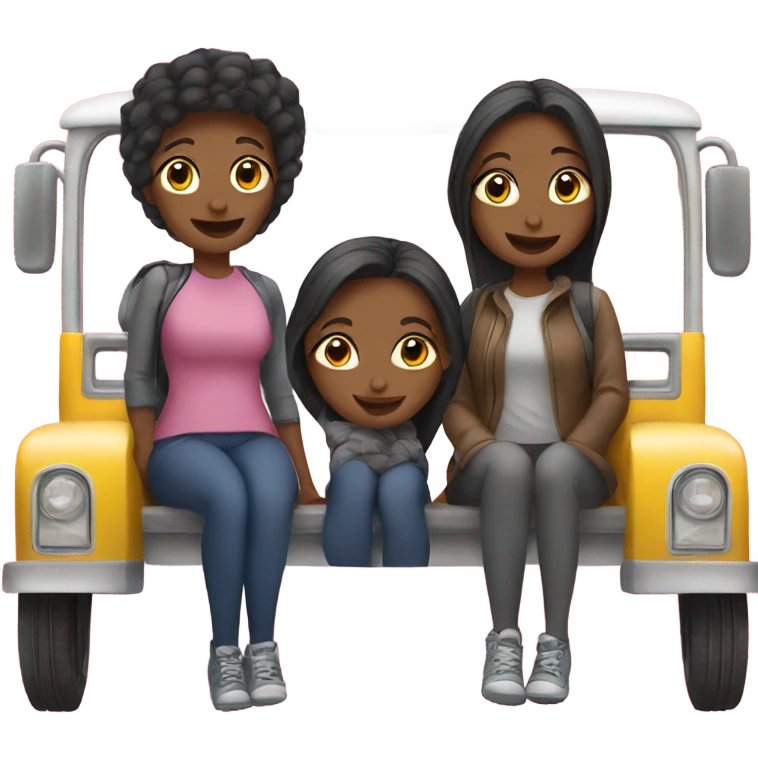 Three girls on a bus emoji