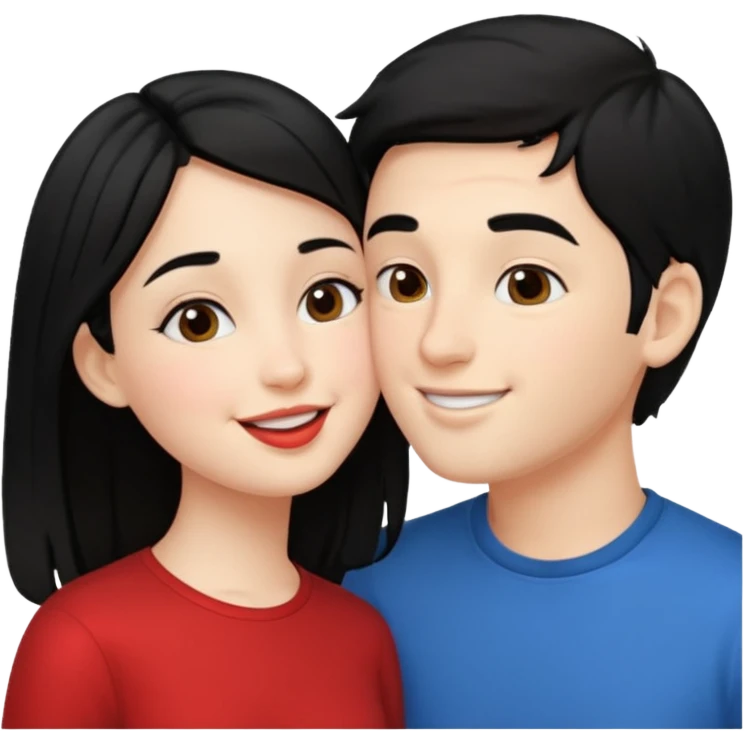 kiss a girl and boy from black hair  emoji