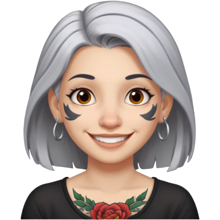 white-gray haired heavy tattooed big nose young girl emoji