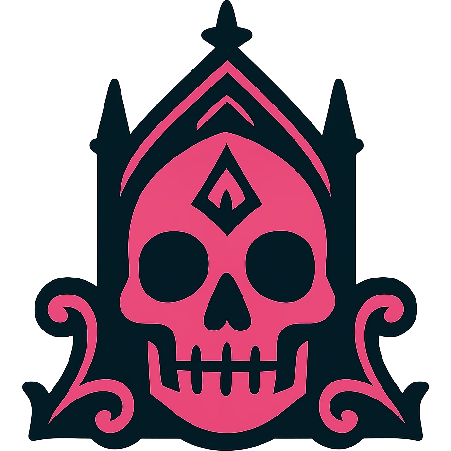 gothic skull, black and pink emoji