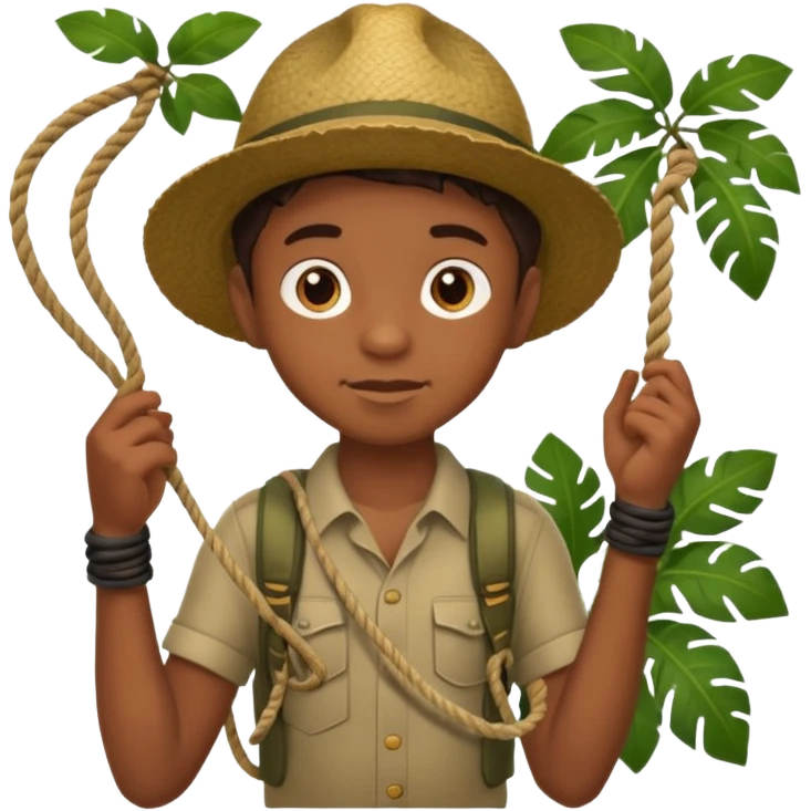 Boy carrying rope,Jungle Explorers. emoji